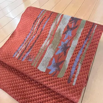 순수 실크 태고 패턴 나고야 오비 능직 자수