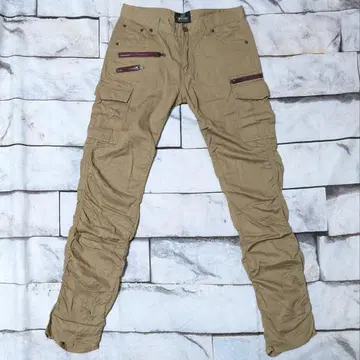 [업스타트] 슬림 스키니 사이드 개더 셔링 카고 팬츠