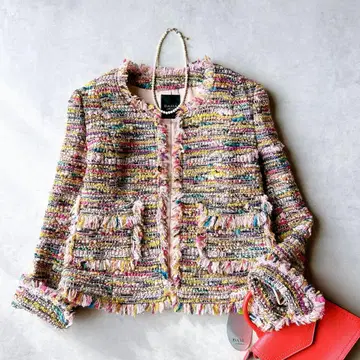 미사용 택 포함  컬렉션 노카라 믹스 트위드 자켓 M