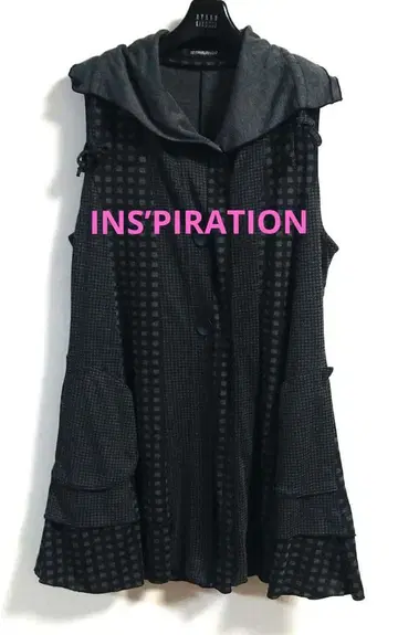 귀여운 체크 무늬 베스트 겉옷 세일러 카라 A라인 플레어 실루엣