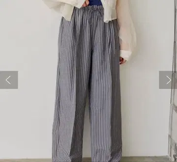 WHIMSIC 허리 레이어드 스트라이프 팬츠 블랙