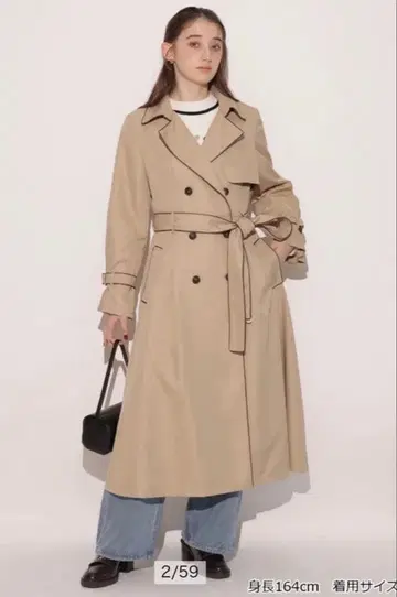 리랜드트루 플레어 트렌치코트 베이지