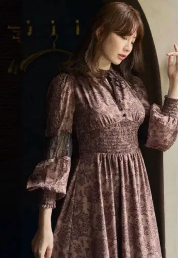 Winter Floral Long-sleeve Dress