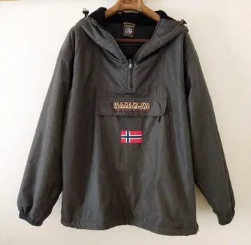 노르웨이 국기 자수 후드 부착 자켓