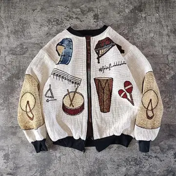 00s USA제 타악기 고블랑 직조 지퍼 블루종