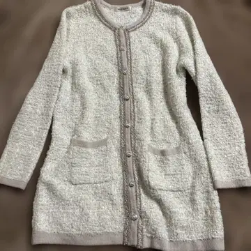 미슈마슈 장식 단추 트위드풍 자켓 M 가디건 긴팔