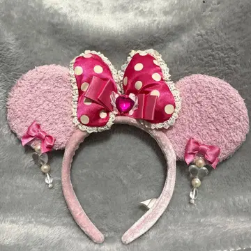 미니 머리띠 리본 도트 하트 귀찌 레이스 핑크 펄