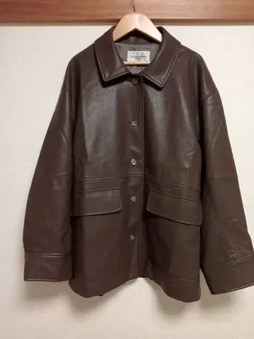 르쿨르블랑 스탠칼라 인조 가죽 자켓