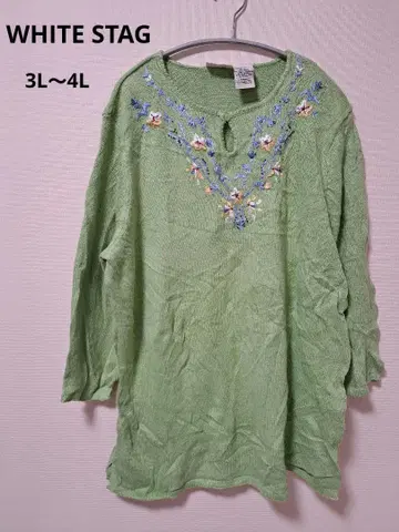 WHITE STAG 꽃무늬 자수 니트 18W/20W