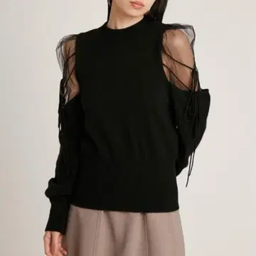 [ 미사용 새상품 ] 스나이델 시스루 숄더 니트 리본 긴팔 겨울