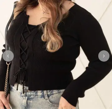 블랙 리브 긴팔 니트