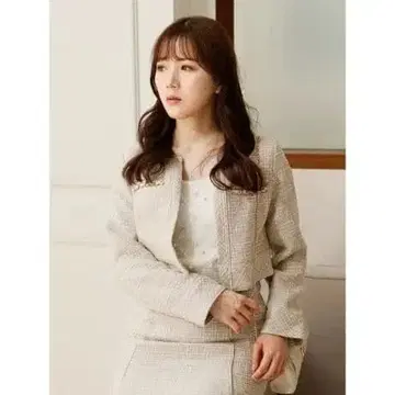 베이지 트위드 자켓 M