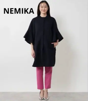 새상품급 네미카 플레어 슬리브 판초풍 아우터 블랙 코트 M