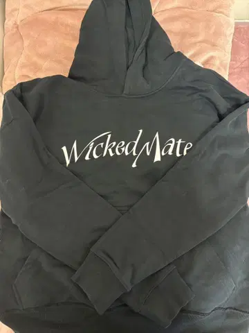 WickedMate 블랙 후드티 후드 부착