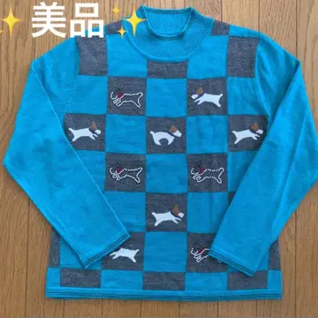 [ 새상품급 ] 강아지 패턴 슈나우저 터콰이즈 니트 스웨터