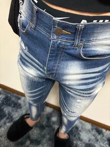 새상품급! 아담스 저글러 H.P.C 데미지 데님 레트로 엔진 M 스키니