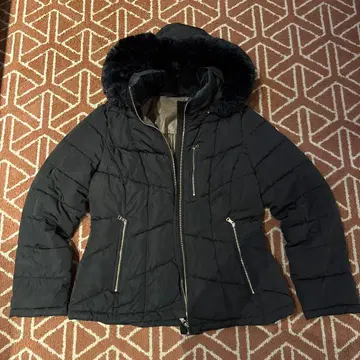 Calvin Klein 퍼 후드 다운 자켓 블랙