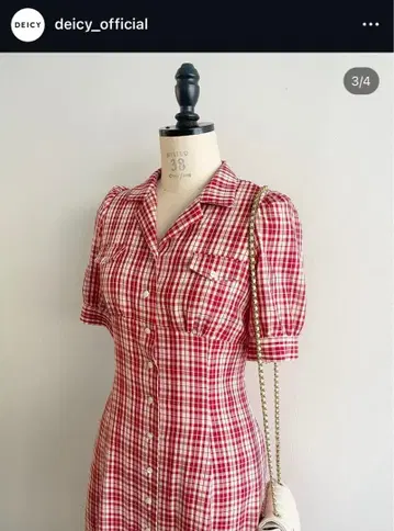 DEICY 레드 x 체크 셔츠 원피스