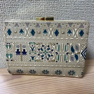 21일까지 특별 가격 오제키 문고 가죽 아폴로 블루 상자형 금 장식 지갑