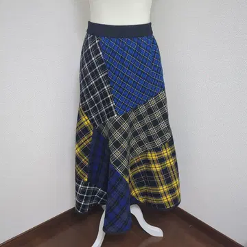 MILKFED PLAID PATCHWORK SKIRT