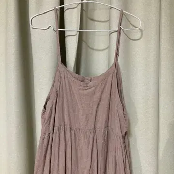 사만사 모스모스 린넨 에이프런 원피스 핑크 롱 원피스