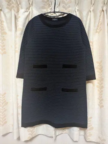 네이비 7부 소매 튜닉