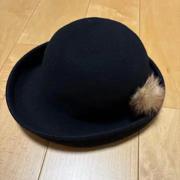 일본제 블랙 퍼 울 햇 모 100% 머리 둘레 59cm