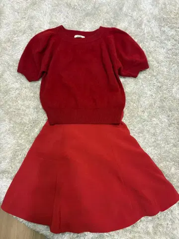 snidel 보르도 모헤어 니트와 스커트 세트