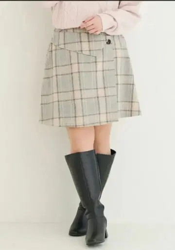 Re-J&SUPURE 기모 체크 랩 미니 스커트 리제이앤드스플