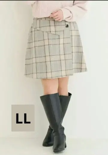 Re-J&SUPURE 기모 체크 랩 미니 스커트 리 LL