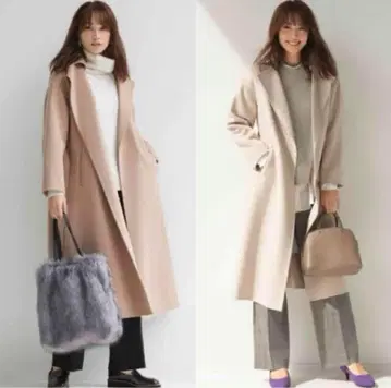 울 실크 리버 롱 코트 플라스테