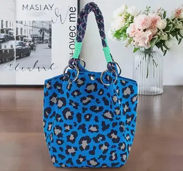 블루 파랑 레오파드 무늬 핸드백
