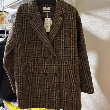 로리즈팜 체크 무늬 더블 브레스트 테일러드 자켓