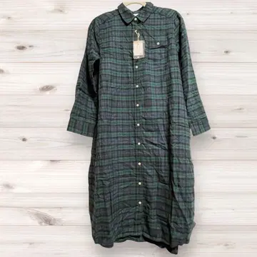 스튜디오 클립 코튼 레이온 널 체크 셔츠 원피스 L 사이즈