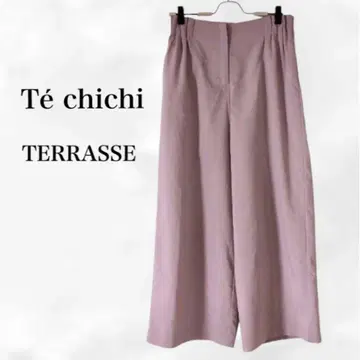 [테치치 테라스] 와이드 팬츠 [F] 핑크 허리밴딩 레이온 혼방 비즈니스