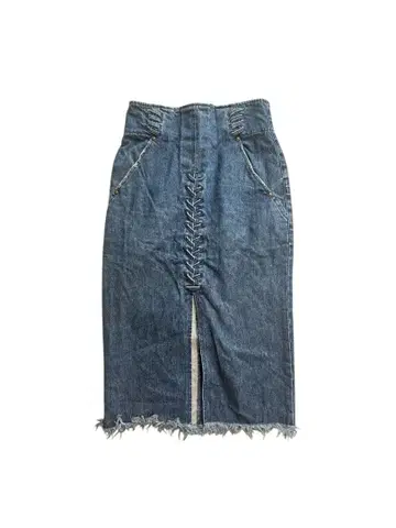 프린지 밑단 레이스업 타이트 스커트 사이즈 2