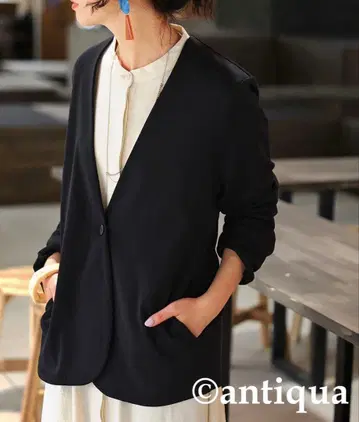 블랙 노카라 자켓