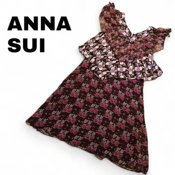ANNA SUI 안나수이 실크 원피스 보르도 계열 프릴 사이즈 2