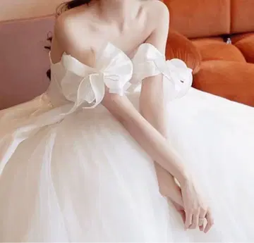 웨딩 드레스  소매 팔뚝 리본