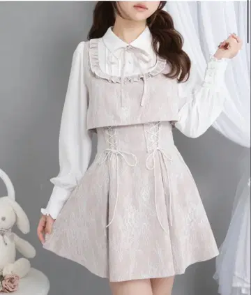 유메텐보 요크 프릴 레이스업 op 핑크