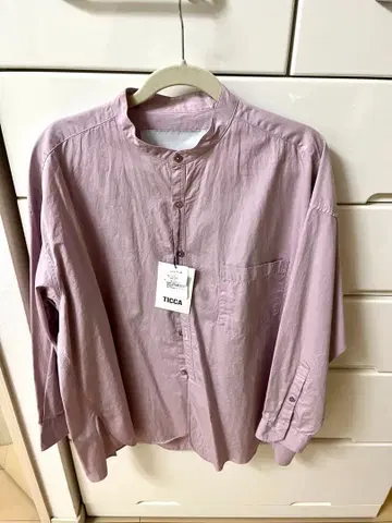 택 포함 미사용 새상품 TICCA 밴드 카라 긴팔 셔츠 핑크