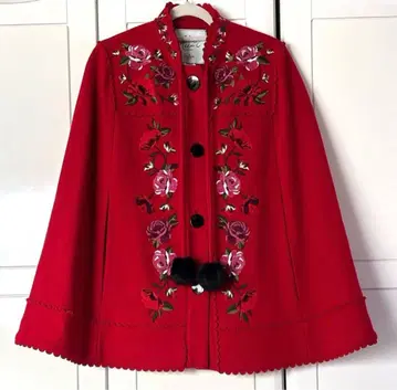 미사용 새상품 레어 케이트 스페이드 Kate Spade 판초 자수 빨간색