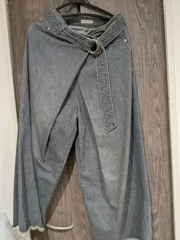 크리스찬 다다 와이드 데님 팬츠 벨트 레이어드