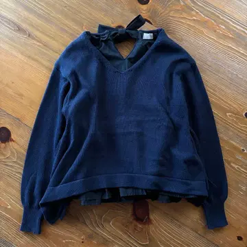 sono 소노 백리본 니트 풀오버 네이비