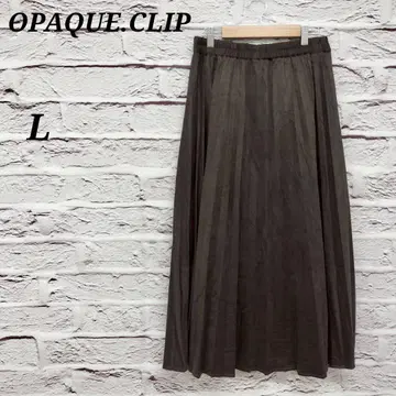 오파크 클립 [ 40/L ] 롱 플리츠 스커트 허리밴딩 브라운