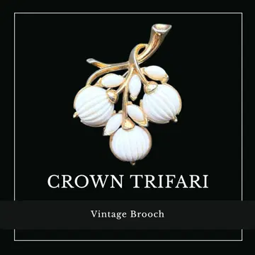 CROWN TRIFARI 밀크 유리 멜론 몰디드 후르츠 브로치