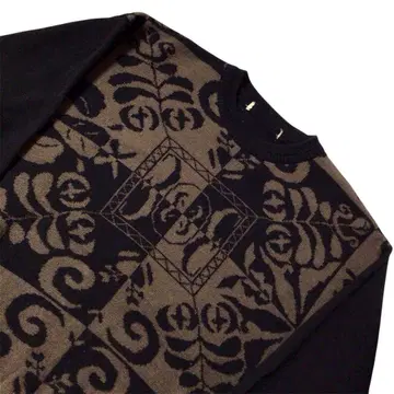 90s 올 패턴 니트 스웨터 블랙 M 빈티지