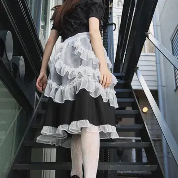 릴릴리 2way 에이프런 롱 스커트 블랙