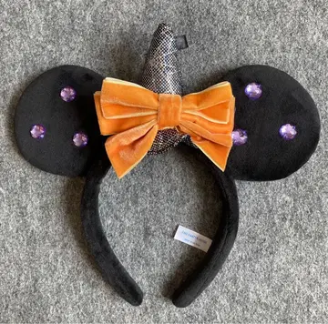 디즈니 머리띠 미키 삼각형 모자 리본 비쥬 보라색 오렌지