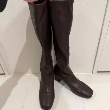 chuu 한국 패션 다크 브라운 롱 부츠